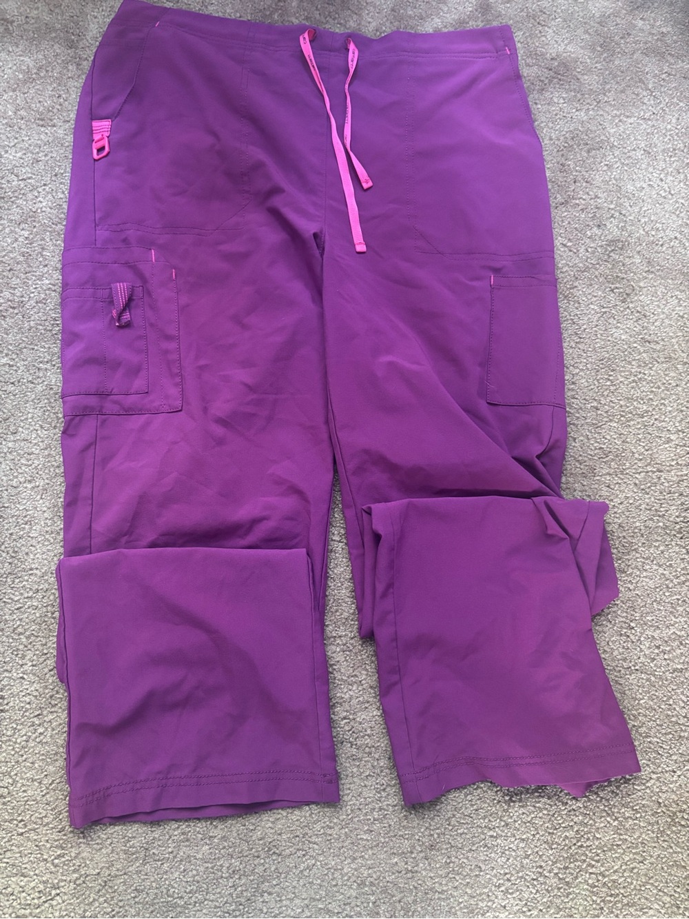 Carhartt Women’s Purple Scrub Pants  with Pink Drawstring